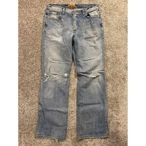 BKE Tyler 33 Long Distressed Ripped‎ Jeans Men's Denim Light Wash *